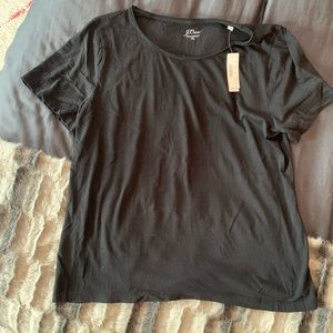 Black boatneck supima cotton T-shirt